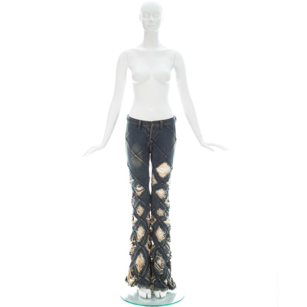 ISO JUNYA WATANABE 2002 CDG DISTRESSED FLARE JEANS